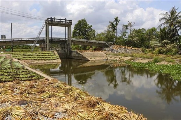  Cống ngăn mặn Kênh Năm, xã Hỏa Tiến, thành phố Vị Thanh. (Ảnh: Duy Khương/TTXVN)