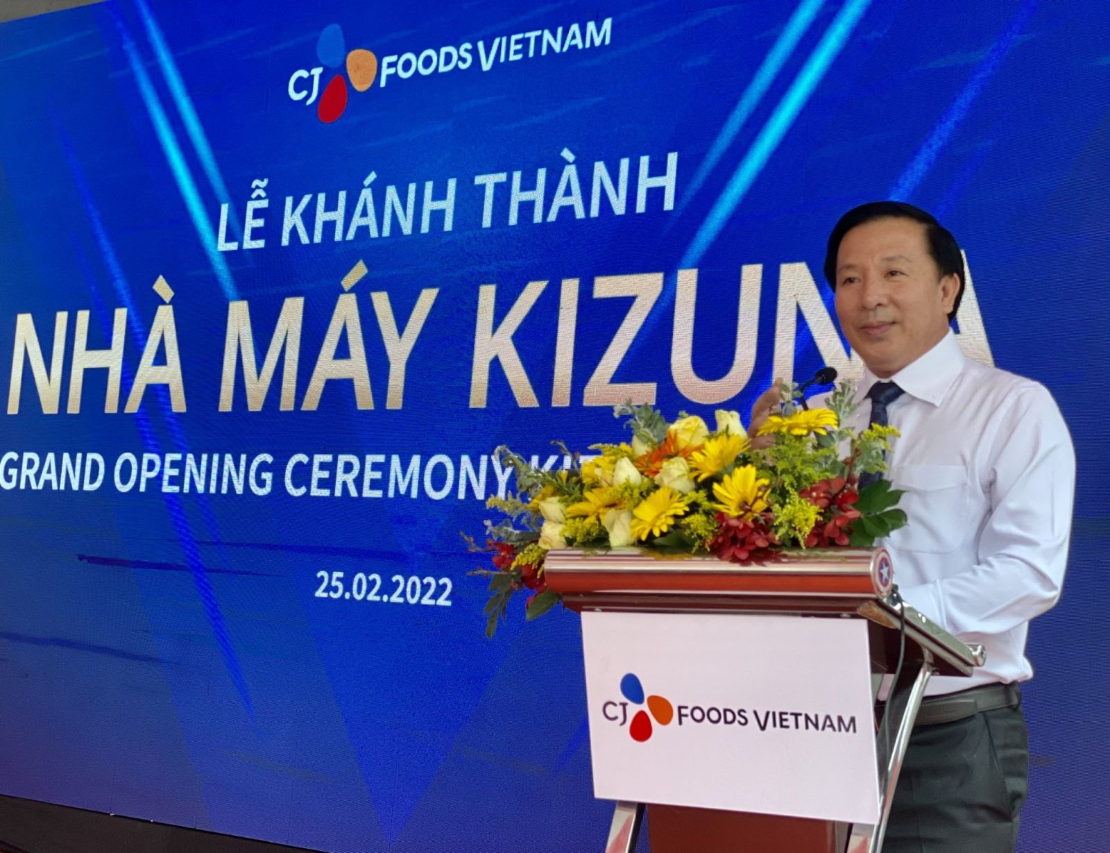 Deputy Secretary of the Provincial Party Committee, Chairman of the Provincial People's Committee - Nguyen Van Ut speaks at the inauguration ceremony of CJ Foods Vietnam Factory - Kizuna 3