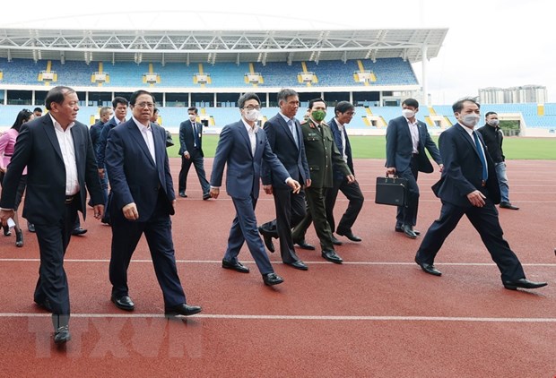 Thủ tướng: SEA Games 31 là biểu tượng đoàn kết, thống nhất, ấn tượng Thủ tướng Phạm Minh Chính kiểm tra cơ sở hạ tầng Sân vận động quốc gia Mỹ Đình. (Ảnh: Dương Giang/TTXVN)