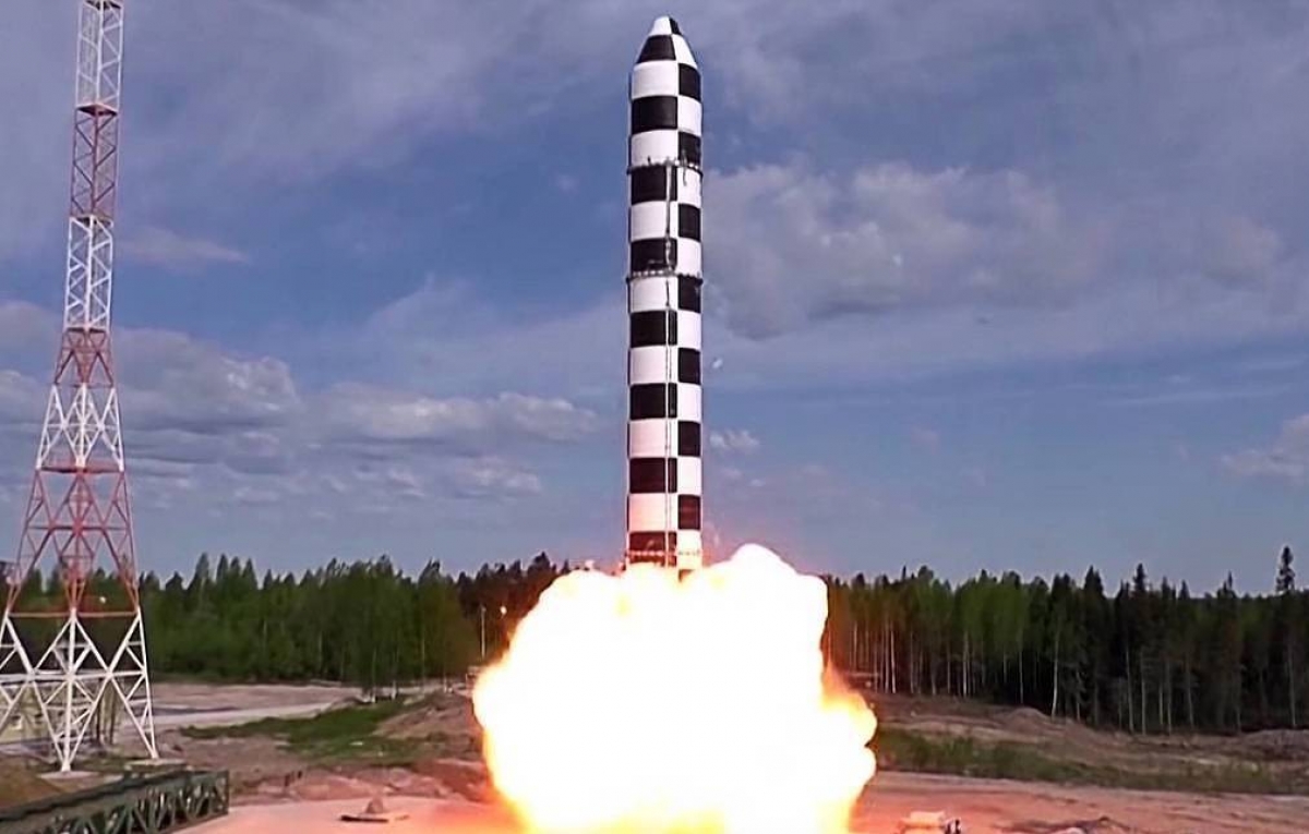Tên lửa đạn đạo liên lục địa (ICBM) Sarmat của Nga. Ảnh: Bộ Quốc phòng Nga