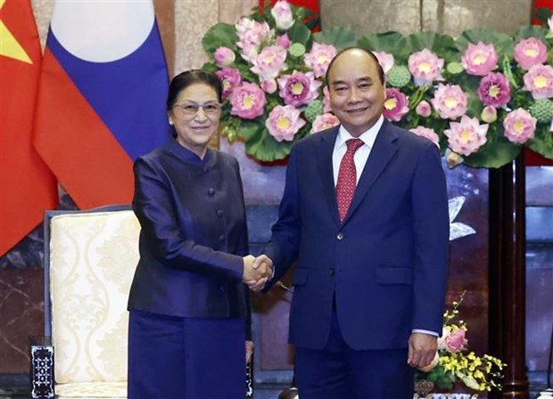 President Nguyen Xuan Phuc receives Lao Vice President Pany Yathotou