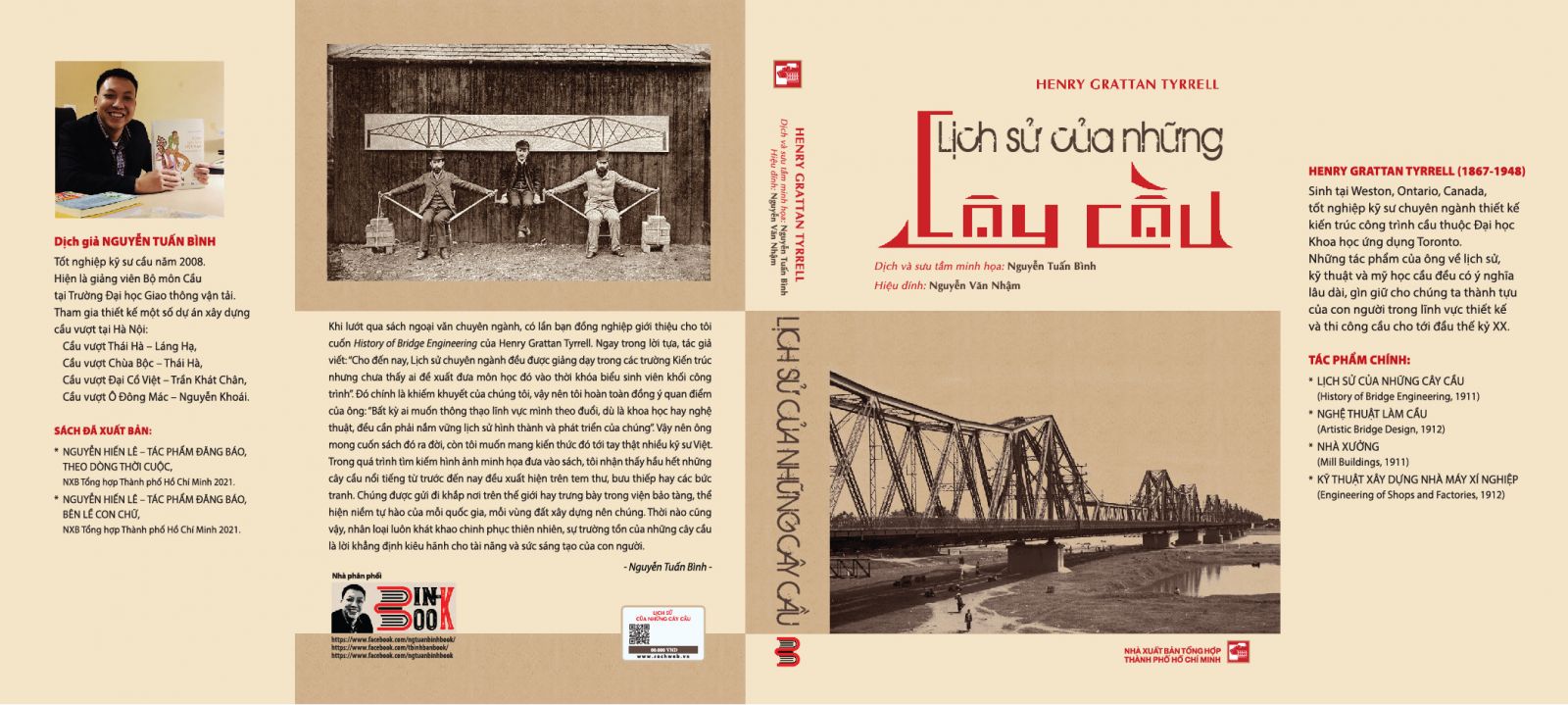 Bình Book: 'Tôi không thể đứng yên khi trái đất còn xoay!' Bìa sách Lịch sử của những cây cầu do anh Bình dịch, sẽ ra mắt trong năm 2022 (ảnh nhân vật cung cấp)