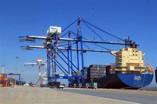 Tàu container hàng hóa tại Cảng Hải Phòng. (Ảnh: An Đăng/TTXVN)