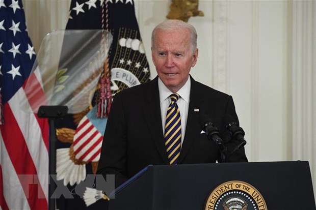 Tổng thống Joe Biden phát biểu tại cuộc họp ở Washington, DC, Mỹ. (Ảnh: AFP/TTXVN)