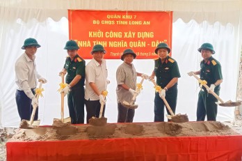 Bộ Chỉ huy Quân sự tỉnh tổ chức Lễ khởi công xây dựng 9 căn nhà Tình nghĩa quân - dân