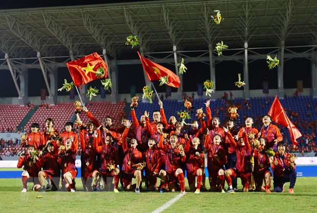 Tuyển nữ Việt Nam hướng đến AFF Cup sau tấm HCV SEA Games 31. (Ảnh: Hoàng Linh/TTXVN)