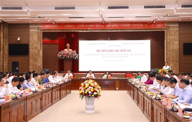 Hội thảo khoa học quốc gia về đổi mới phương thức lãnh đạo của Đảng Quang cảnh Hội thảo. (Ảnh: Văn Điệp/TTXVN)