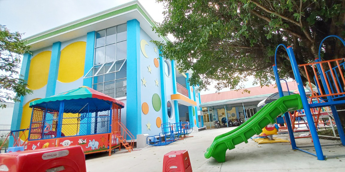 Trường Mẫu giáo An Vĩnh Ngãi được đầu tư cơ sở vật chất chuẩn bị cho năm học mới