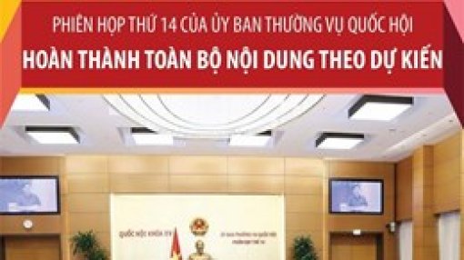 Phiên họp thứ 14 của UBTVQH hoàn thành toàn bộ nội dung theo dự kiến Phiên họp thứ 14 của UBTVQH hoàn thành toàn bộ nội dung theo dự kiến