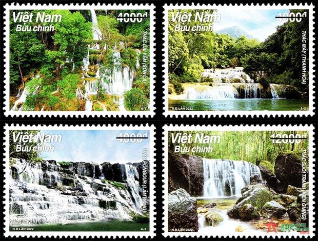 Stamp collection featuring famous Vietnamese waterfalls released