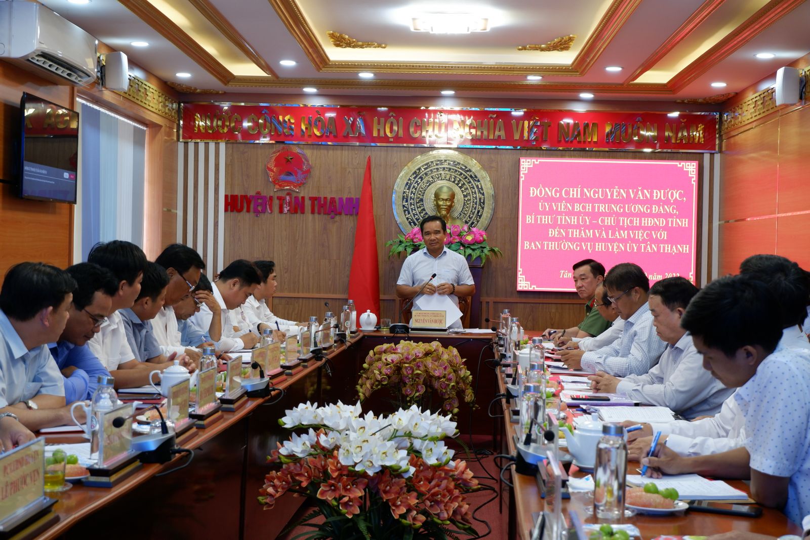 Bí thư Tỉnh ủy Long An - Nguyễn Văn Được làm việc với Ban Thường vụ Huyện ủy Tân Thạnh