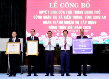 Thủ tướng Chính phủ công nhận thị xã Kiến Tường hoàn thành nhiệm vụ xây dựng nông thôn mới