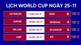 Lịch thi đấu World Cup 2022 hôm nay 25/11: Anh so tài với Mỹ