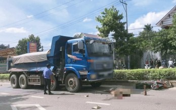 Va chạm với xe ben, một học sinh tử vong ở Ninh Thuận