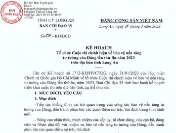 Cuộc thi chính luận về bảo vệ nền tảng tư tưởng của Đảng lần thứ Ba năm 2023 trên địa bàn tỉnh Long An