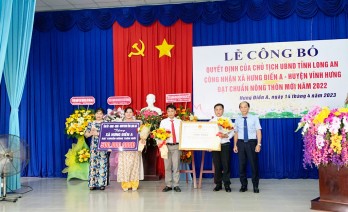 Xã Hưng Điền A đón nhận danh hiệu xã đạt chuẩn nông thôn mới năm 2022