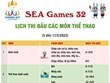 Lịch thi đấu các môn thể thao tại SEA Games 32