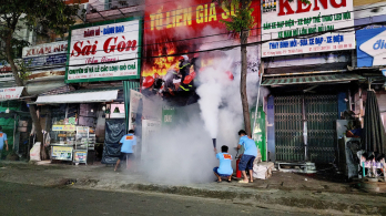 Thị xã Kiến Tường diễn tập phòng cháy chữa cháy, cứu hộ cứu nạn tại Tổ liên gia phòng cháy chữa cháy