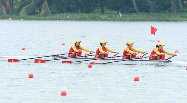 Các Vận động viên Đội tuyển Rowing Việt Nam. (Ảnh: Minh Đức/TTXVN)