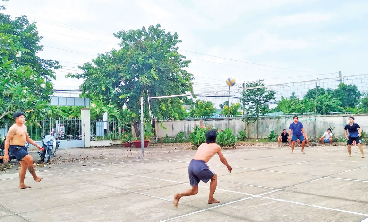 Người dân vui chơi, giải trí, tập luyện thể thao tại khuôn viên xã An Vĩnh Ngãi, TP.Tân An
