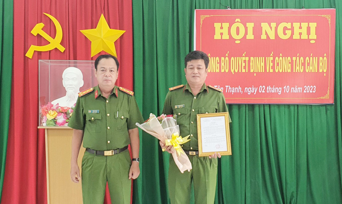 Thượng tá Trịnh Anh Kiệt được điều động giữ chức vụ Phó Trưởng Công an huyện Tân Thạnh