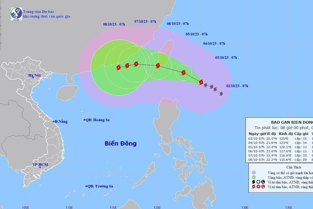 Hướng đi của bão KOINU. (Ảnh: TTXVN phát)