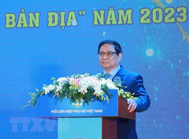 Thủ tướng Phạm Minh Chính phát biểu tại lễ trao giải. (Ảnh: Phương Hoa/TTXVN)