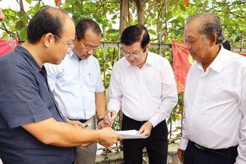 Former President - Truong Tan Sang surveys to build school in Can Giuoc district