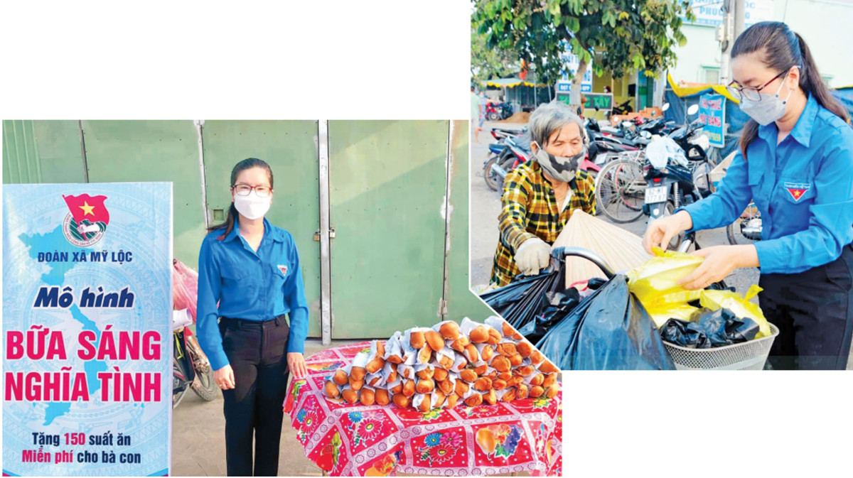 Mô hình Bữa sáng nghĩa tình của Đoàn xã Mỹ Lộc, huyện Cần Giuộc phần nào làm ấm lòng những người có hoàn cảnh khó khăn