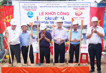 Châu Thành khởi công công trình cầu liên xã Phú Ngãi Trị - Hiệp Thạnh