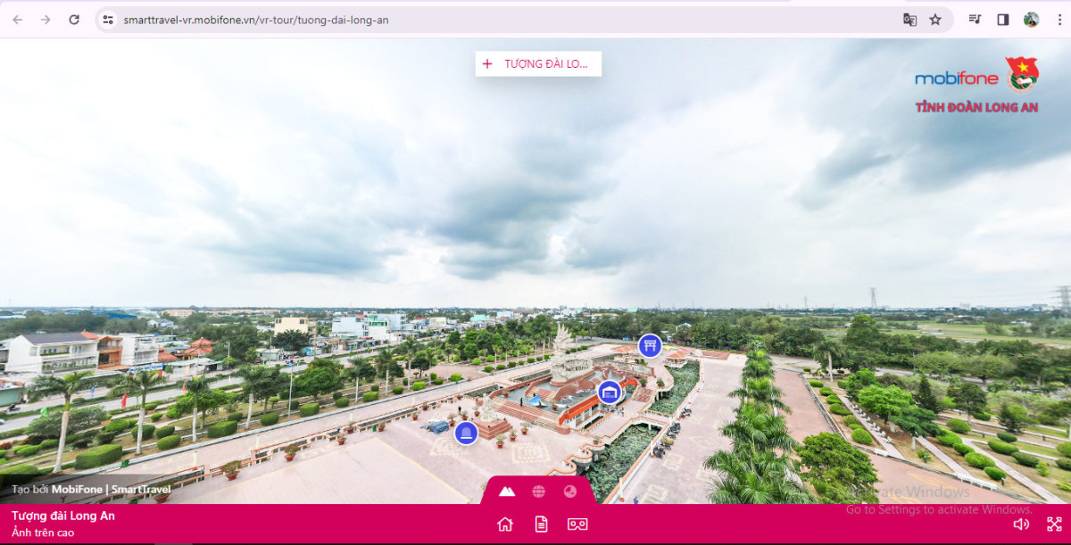 Công trình Số hóa Công viên tượng đài Long An “Trung dũng kiên cường, toàn dân đánh giặc” là 1 trong 6 công trình ứng dụng công nghệ VR 360.  (ảnh chụp màn hình)
