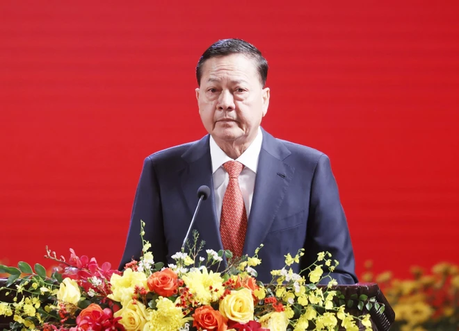 Phó Thủ tướng thứ nhất Chính phủ Hoàng gia Campuchia Neth Savoeun phát biểu. (Ảnh: Thống Nhất/TTXVN)