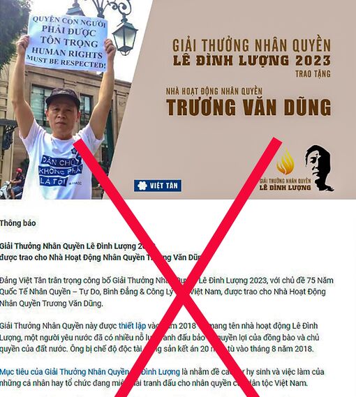 'Giải thưởng nhân quyền Lê Đình Lượng' - trò hề của những kẻ chống phá Đảng, Nhà nước ta