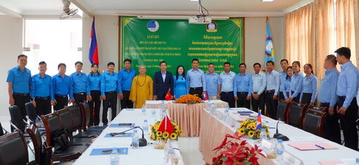 Hội Liên hiệp Thanh niên Việt Nam tỉnh Long An và Liên đoàn Thanh niên Campuchia tỉnh Svay Rieng ký kết Biên bản ghi nhớ hợp tác giai đoạn 2024 - 2029