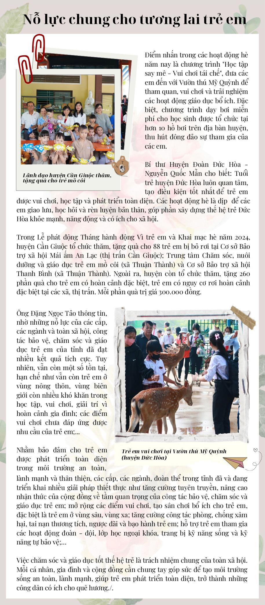 Chung tay chăm sóc, giáo dục và bảo vệ trẻ em