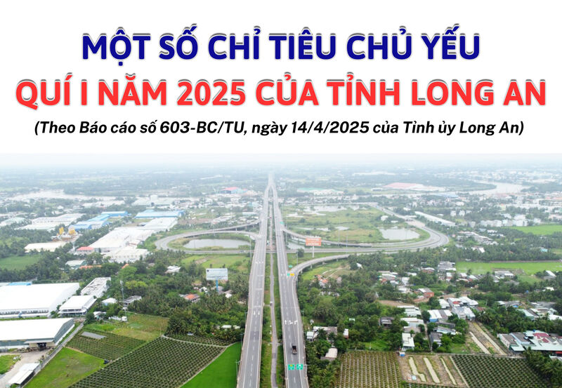 Một số chỉ tiêu chủ yếu quí I năm 2025 của tỉnh Long An