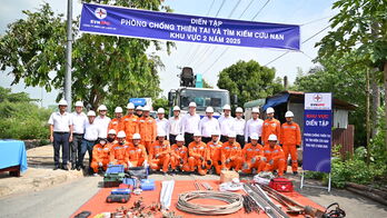 Công ty Điện lực Long An diễn tập phòng, chống thiên tai và tìm kiếm cứu nạn cấp khu vực 2 năm 2025