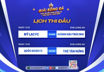 Lịch thi đấu Giải bóng đá Cúp Truyền hình Long An lần thứ IV - năm 2025 ngày 01/6
