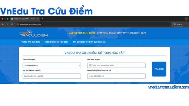 Các phương pháp tra cứu điểm VnEdu, kết quả học tập lớp 6 tại VnEduvnTracuuDiem.com