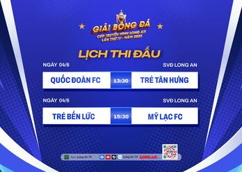 Lịch thi đấu Giải bóng đá Cúp Truyền hình Long An lần thứ IV năm 2025 ngày 04/6