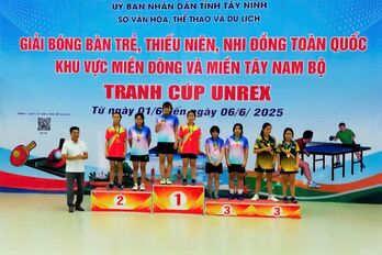 Bóng bàn Long An giành 15 huy chương tại giải Khu vực miền Đông và miền Tây Nam Bộ