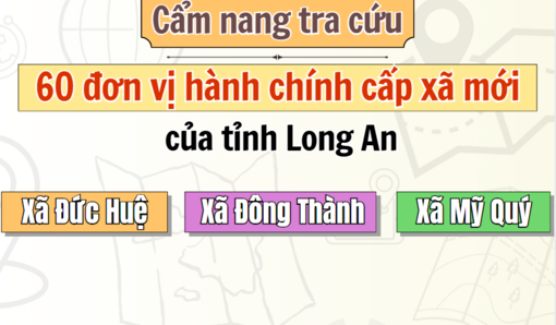 Cẩm nang tra cứu 60 đơn vị hành chính cấp xã mới của tỉnh Long An: Đức Huệ, Đông Thành, Mỹ Quý