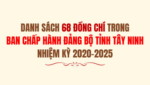 Danh sách 68 đồng chí trong Ban Chấp hành Đảng bộ tỉnh Tây Ninh nhiệm kỳ 2020-2025