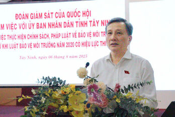 Đoàn giám sát của Quốc hội làm việc với UBND tỉnh Tây Ninh về việc thực hiện chính sách, pháp luật về bảo vệ môi trường