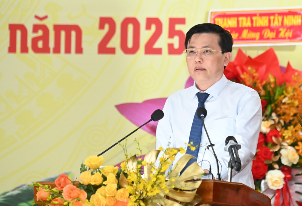 Phó Bí thư Tỉnh uỷ, Chủ tịch UBMTTQVN tỉnh Nguyễn Thanh Hải phát biểu chỉ đạo tại đại hội