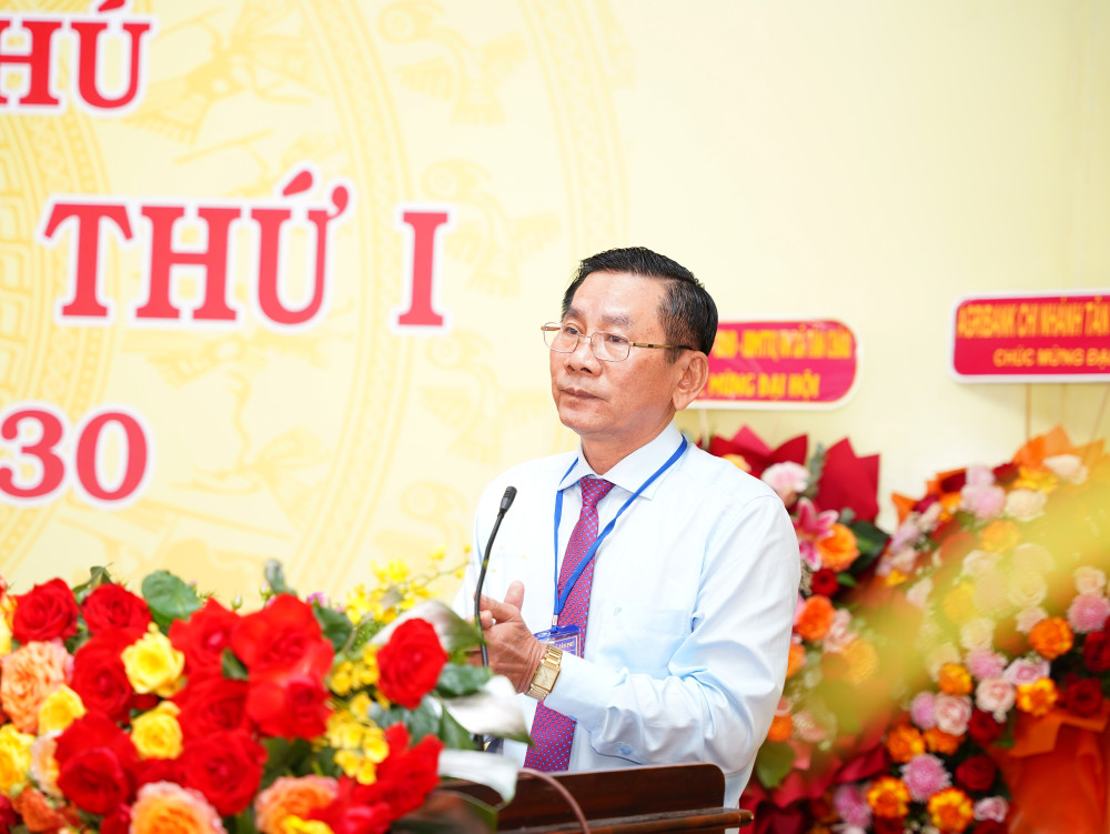 Ủy viên Ban Thường vụ Tỉnh ủy, Chủ nhiệm Uỷ ban Kiểm tra Tỉnh ủy Nguyễn Thành Vững phát biểu chỉ đạo Đại hội