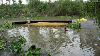 Ghe chở lúa lật ngang, hàng chục tấn lúa chìm dưới kênh Ghe chở lúa lật ngang, hàng chục tấn lúa chìm dưới kênh