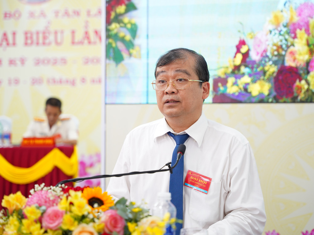 Ủy viên Ban Thường vụ Tỉnh ủy, Trưởng Ban Tổ chức Tỉnh ủy Võ Đức Trong phát biểu chỉ đạo Đại hội