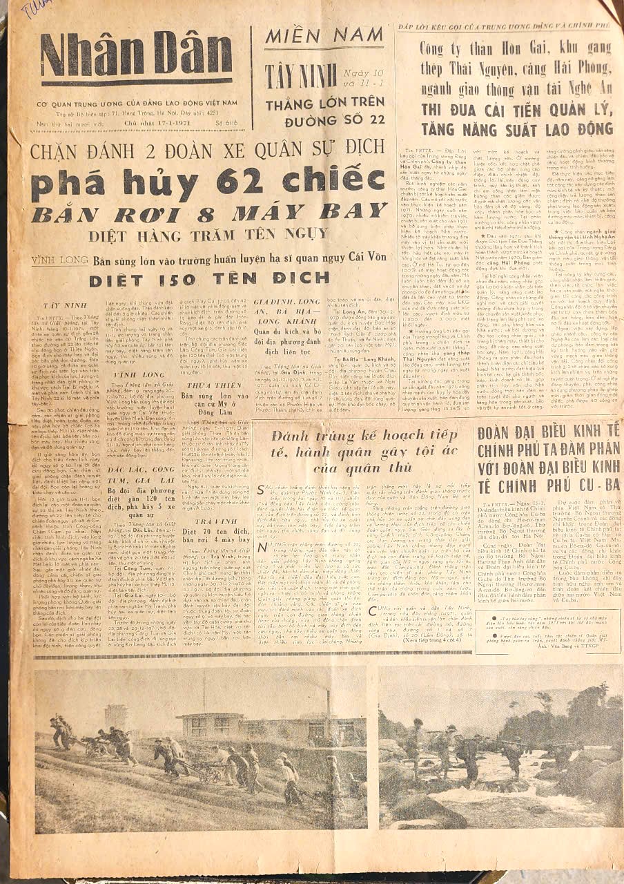 Tờ báo Nhân Dân, số ra ngày 17/01/1971