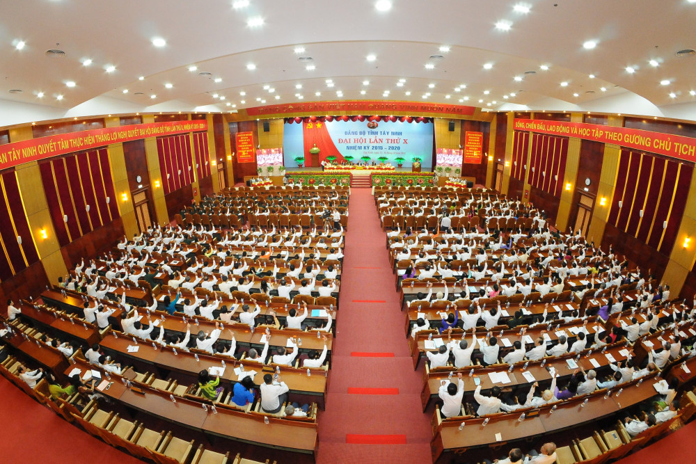 Hội trường A, Tỉnh ủy Tây Ninh (cơ sở 2) - nơi đã tổ chức thành công Đại hội tỉnh Đảng bộ lần thứ X, nhiệm kỳ 2015 – 2020